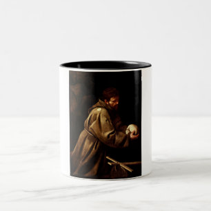Saint Francis im Gebet (Christlich) (Caravaggio) Zweifarbige Tasse
