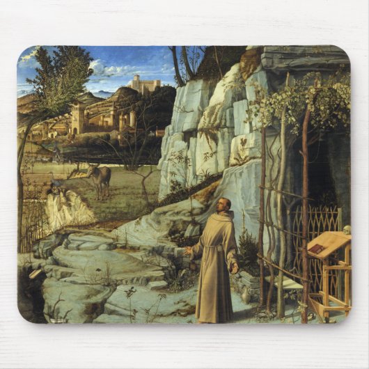 Saint Francis in der Wüste von Giovanni Bellini Mousepad (Vorne)