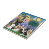 Saint Francis mit 10 Hunden Fliese (Seite)