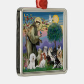 Saint Francis mit 10 Hunden Silbernes Ornament (Rechts)