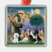 Saint Francis mit 10 Hunden Silbernes Ornament (Vorne)
