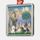 Saint Francis mit 10 Hunden Silbernes Ornament (Links)