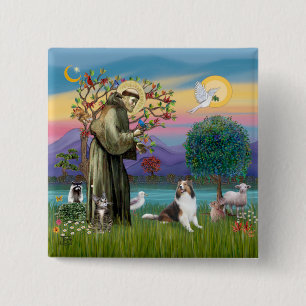Saint Francis mit Tieren - kustumizable Button