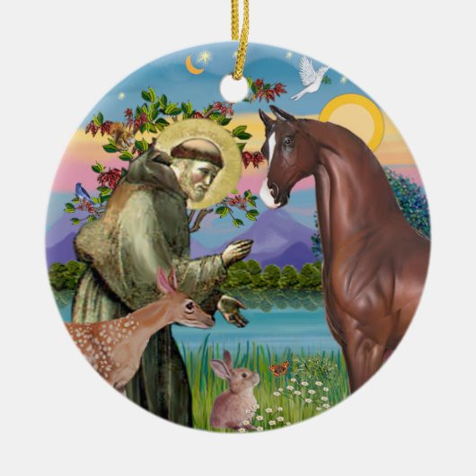 Saint Francis - Pferd (Kastanie) Keramikornament (Vorne)