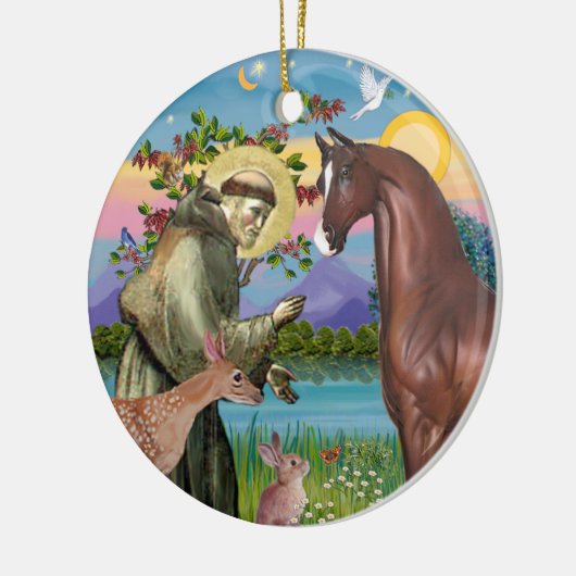 Saint Francis - Pferd (Kastanie) Keramikornament (Links)