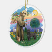 Saint Francis - Portugiesischer Wasserhund (schwar Keramik Ornament (Links)