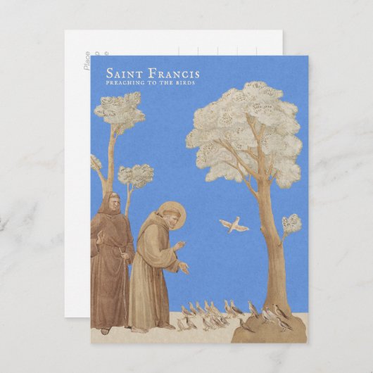 Saint Francis predigen den Vögeln CC1164 Postkarte (Vorne/Hinten)