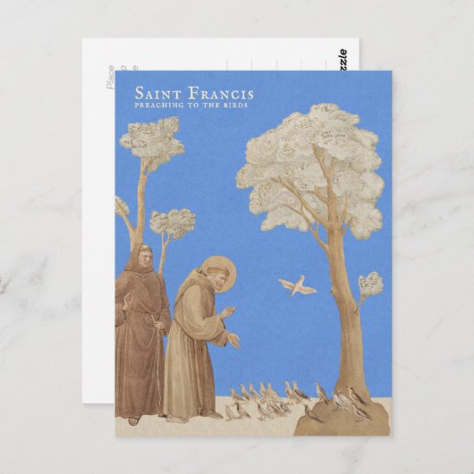 Saint Francis predigen den Vögeln CC1164 Postkarte (Vorne/Hinten)