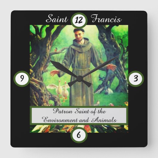 Saint Francis Quadratische Wanduhr (Vorderseite)