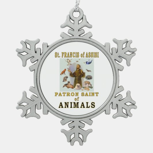 SAINT FRANCIS SCHNEEFLOCKEN Zinn-Ornament (Vorderseite)