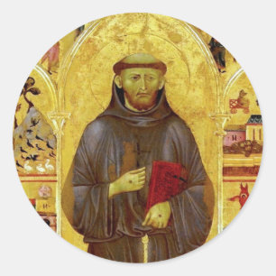 Saint Francis von Assisi Mittelalterliche Ikonogra Runder Aufkleber