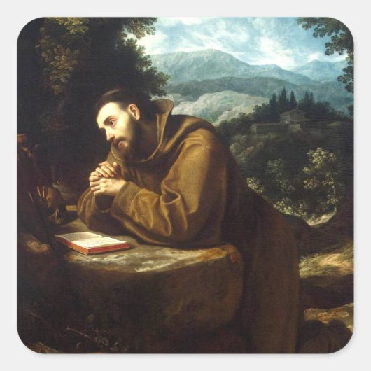 Saint Francis von Assisi Quadratischer Aufkleber (Vorderseite)