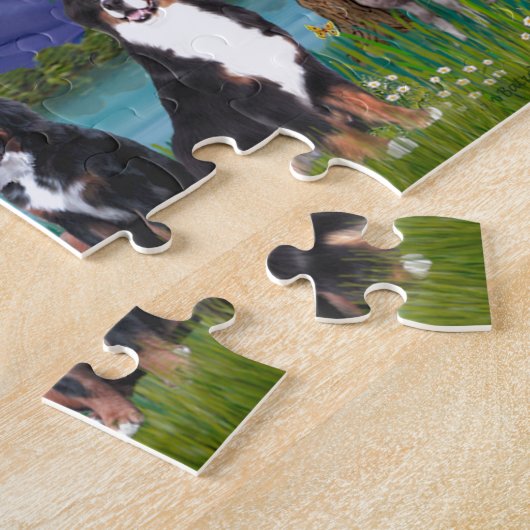 Saint Francis - Zwei Berner Hunde Puzzle (Seite)
