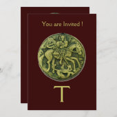 SAINT GEORGE AND DRAGON MEDALLION MONOGRAM, braun Einladung (Vorne/Hinten)