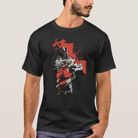 Saint George Christlich Crusader Rotes Kreuz T-Shirt (Vorderseite)