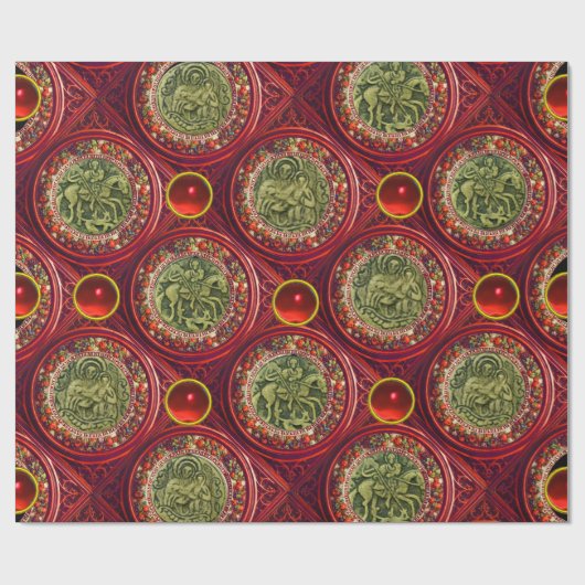 SAINT GEORGE, DRAGON /MADONNA UND KINDERRed Ruby Geschenkpapier (Flach)