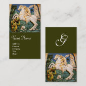 Saint George, Dragon und Princess Monogram grün Visitenkarte (Vorne/Hinten)