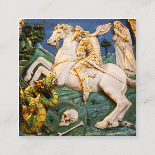 Saint George, Dragon und Prinzessin Black Quadratische Visitenkarte (Rückseite)