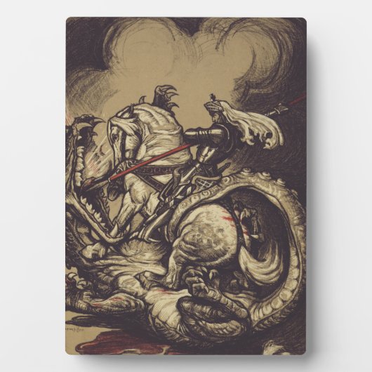 Saint George Killing der Drache Fotoplatte (Vorderseite)