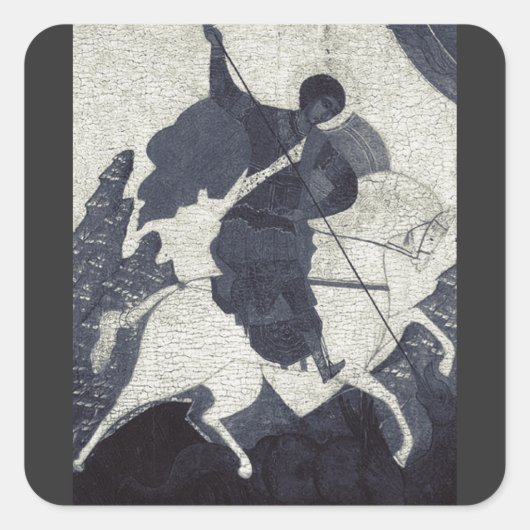 Saint George Killing der Drache Quadratischer Aufkleber (Vorderseite)