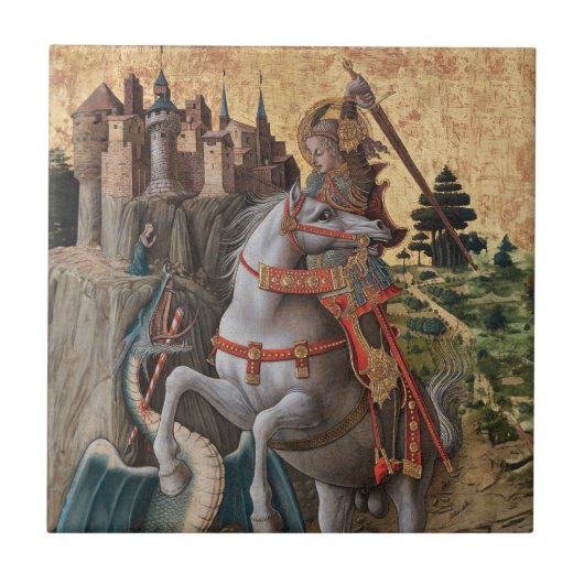 Saint George Slay Dragon Carlo Crivelli Paintin Fliese (Vorderseite)