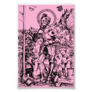 Saint George Stehend mit Zwei Engeln Fotodruck