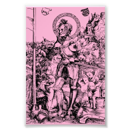 Saint George Stehend mit Zwei Engeln Fotodruck (Vorne)