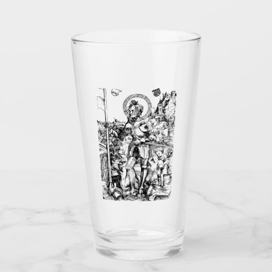 Saint George Stehend mit Zwei Engeln Glas (Vorderseite)