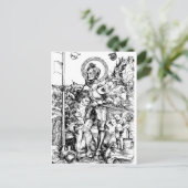 Saint George Stehend mit Zwei Engeln Postkarte (Stehend Vorderseite)