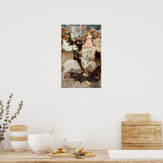 Saint George tötet den Drachen (1435) Poster (Küche)