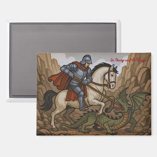 Saint George tötet den Drachen - Schlacht Lumeçon Magnet (Vorderseite/Rückseite)