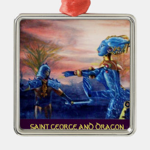 SAINT GEORGE UND ALIEN DRAGON SILBERNES ORNAMENT
