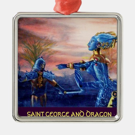 SAINT GEORGE UND ALIEN DRAGON SILBERNES ORNAMENT (Vorne)