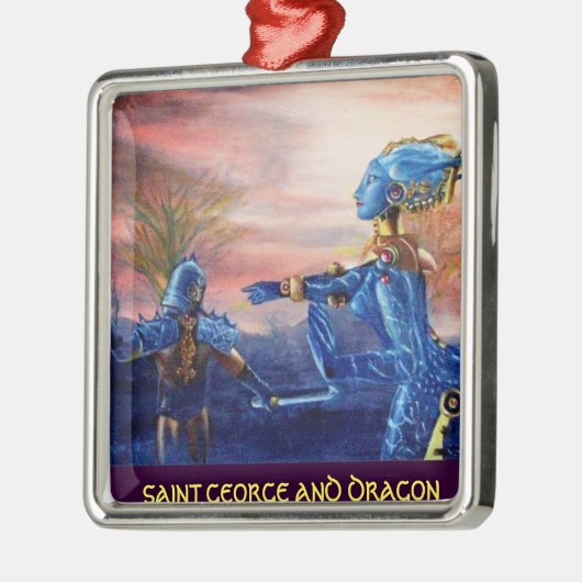 SAINT GEORGE UND ALIEN DRAGON SILBERNES ORNAMENT (Links)