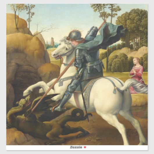 Saint George und der Drache, 1506 von Raphael Aufkleber (Blatt)