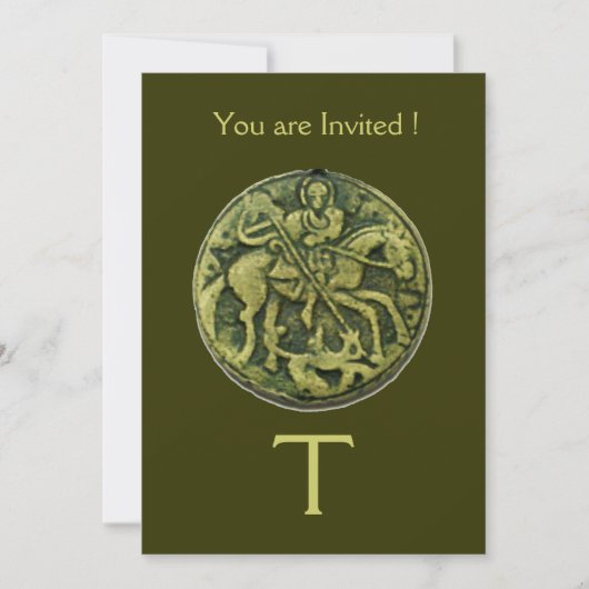 SAINT GEORGE UND DRAGON MEDALLION MONOGRAM EINLADUNG (Vorderseite)
