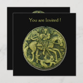 SAINT GEORGE UND DRAGON MEDALLION, schwarz Einladung (Vorne/Hinten)