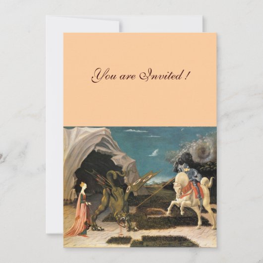 SAINT GEORGE UND THE DRAGON, braun, blau, rosa Einladung (Vorderseite)