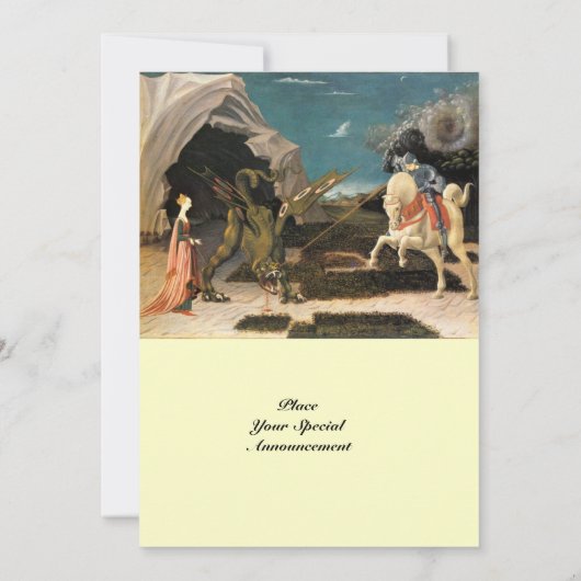 SAINT GEORGE UND THE DRAGON, braun, blau, rot Einladung (Rückseite)