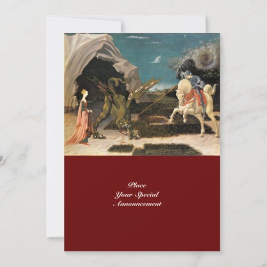 SAINT GEORGE UND THE DRAGON, braun, blau, schwarz Einladung (Rückseite)