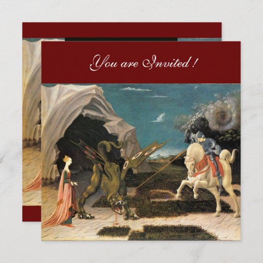 SAINT GEORGE UND THE DRAGON, braun, blau, schwarz Einladung (Vorne/Hinten)