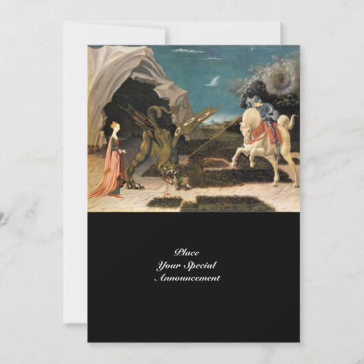 SAINT GEORGE UND THE DRAGON, braun, blau, schwarz Einladung (Rückseite)