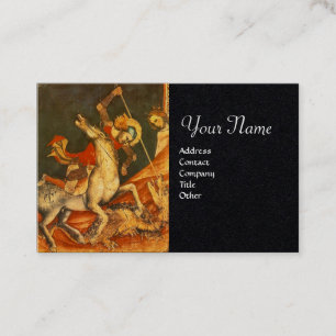 Saint George's Battle, Dragon Monogram Black Paper Visitenkarte