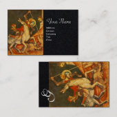 Saint George's Battle, Dragon Monogram Black Paper Visitenkarte (Vorne/Hinten)