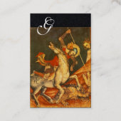Saint George's Battle, Dragon Monogram Black Paper Visitenkarte (Rückseite)