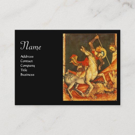 Saint George's Battle & Dragon Monogram Gold Black Visitenkarte (Vorderseite)