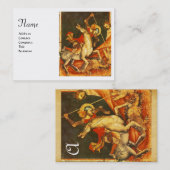Saint George's Battle & Dragon Monogram, White Visitenkarte (Vorne/Hinten)