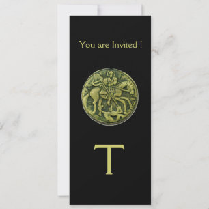 SAINT GEORM UND DRAGON MEDALLION MONOGRAM, schwarz Einladung
