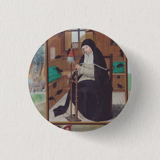 Saint Gertrude Helfta von Simon Bening Button (Vorderseite)