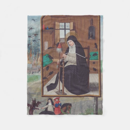 Saint Gertrude Helfta von Simon Bening Fleecedecke (Vorderseite)